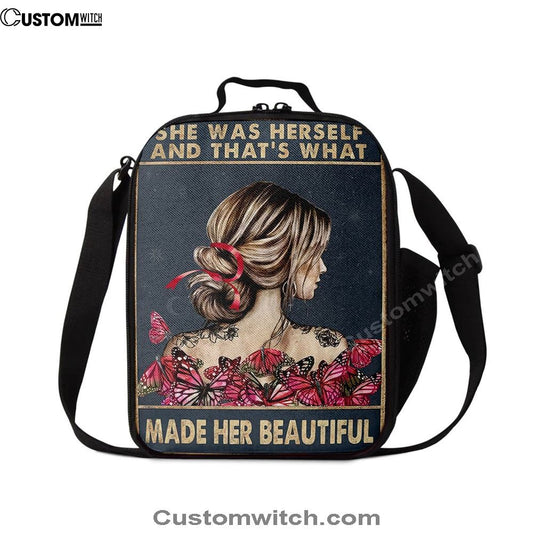 She Remembered Who She Was Lunch Bag - Boho Hippie Butterfly Decor