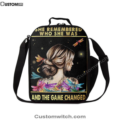 She Remembered Who She Was Lunch Bag - Boho Hippie Dragonfly Decor