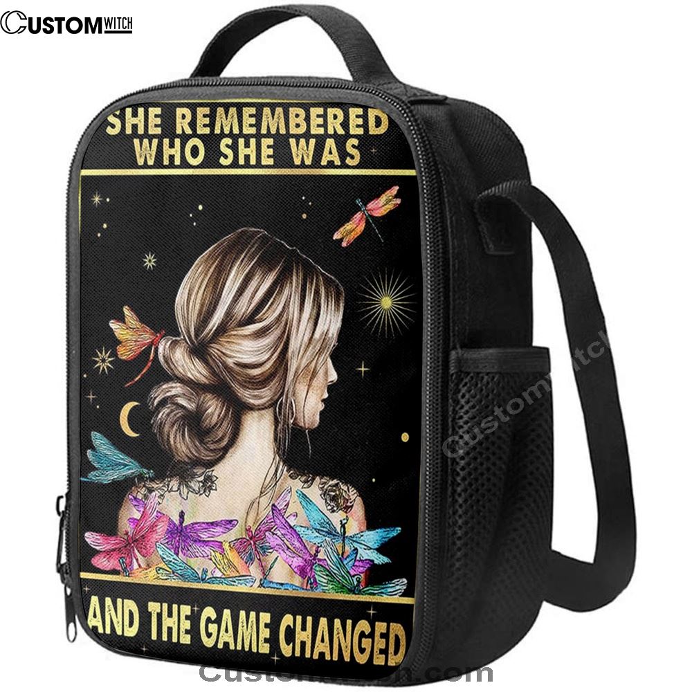 She Remembered Who She Was Lunch Bag - Boho Hippie Dragonfly Decor
