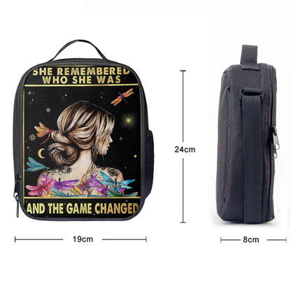 She Remembered Who She Was Lunch Bag - Boho Hippie Dragonfly Decor