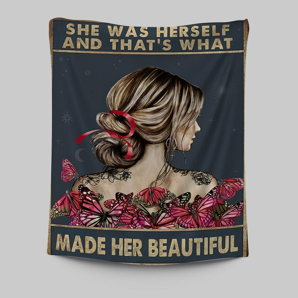 She Remembered Who She Was Tapestry Wall Art - Boho Hippie Butterfly Decor