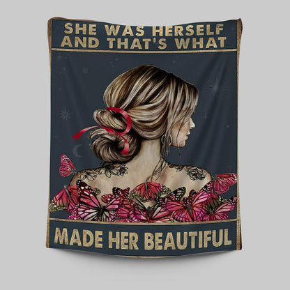 She Remembered Who She Was Tapestry Wall Art - Boho Hippie Butterfly Decor