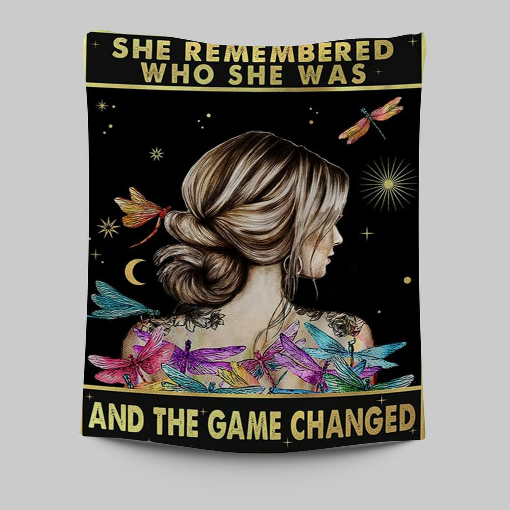 She Remembered Who She Was Tapestry Wall Art - Boho Hippie Dragonfly Decor