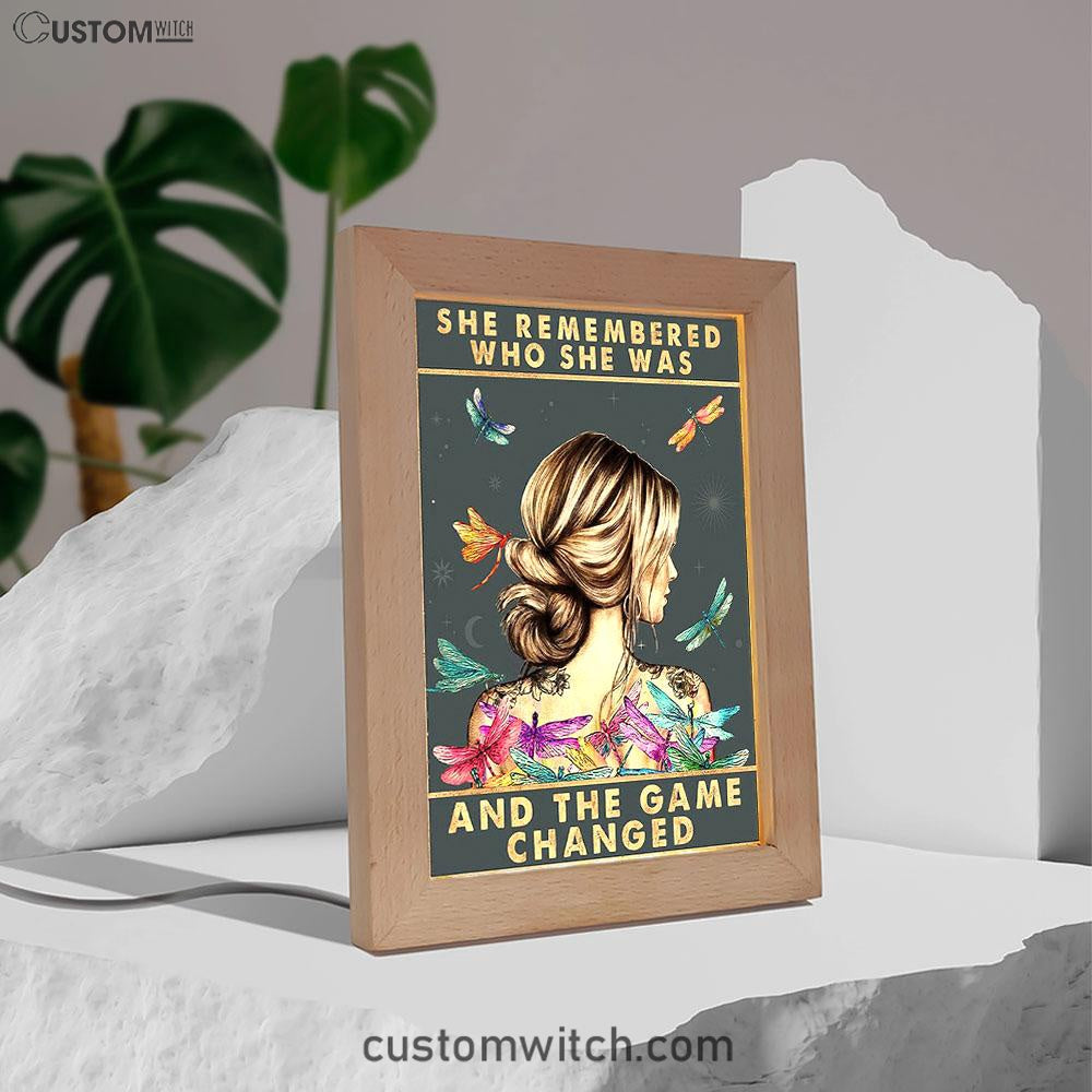 She Remembered Who She Was and the Game Changed Frame Lamp - Encouragement Gifts for Women - Decoration For Teens Bedroom, Home Office