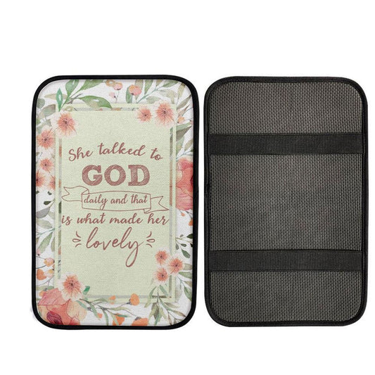 She Talked To God Daily And That Is What Made Her Lovely Car Center Console Cover, Christ Car Interior Accessories
