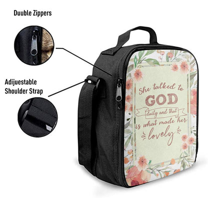 She Talked To God Daily And That Is What Made Her Lovely Lunch Bags, Bible Verse Lunch Bag For Men And Women