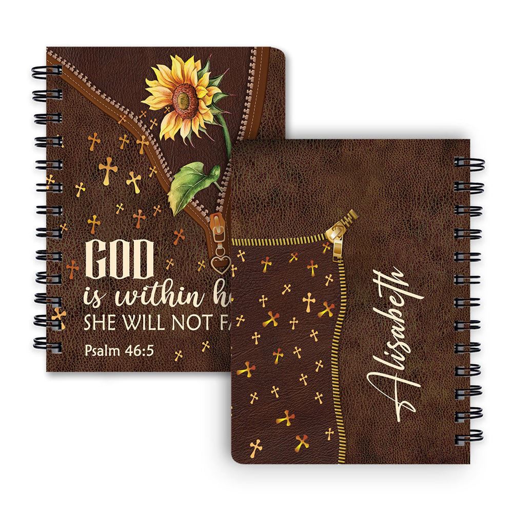 She Will Not Fall Personalized Spiral Journal, Inspiration Gifts For Christian People