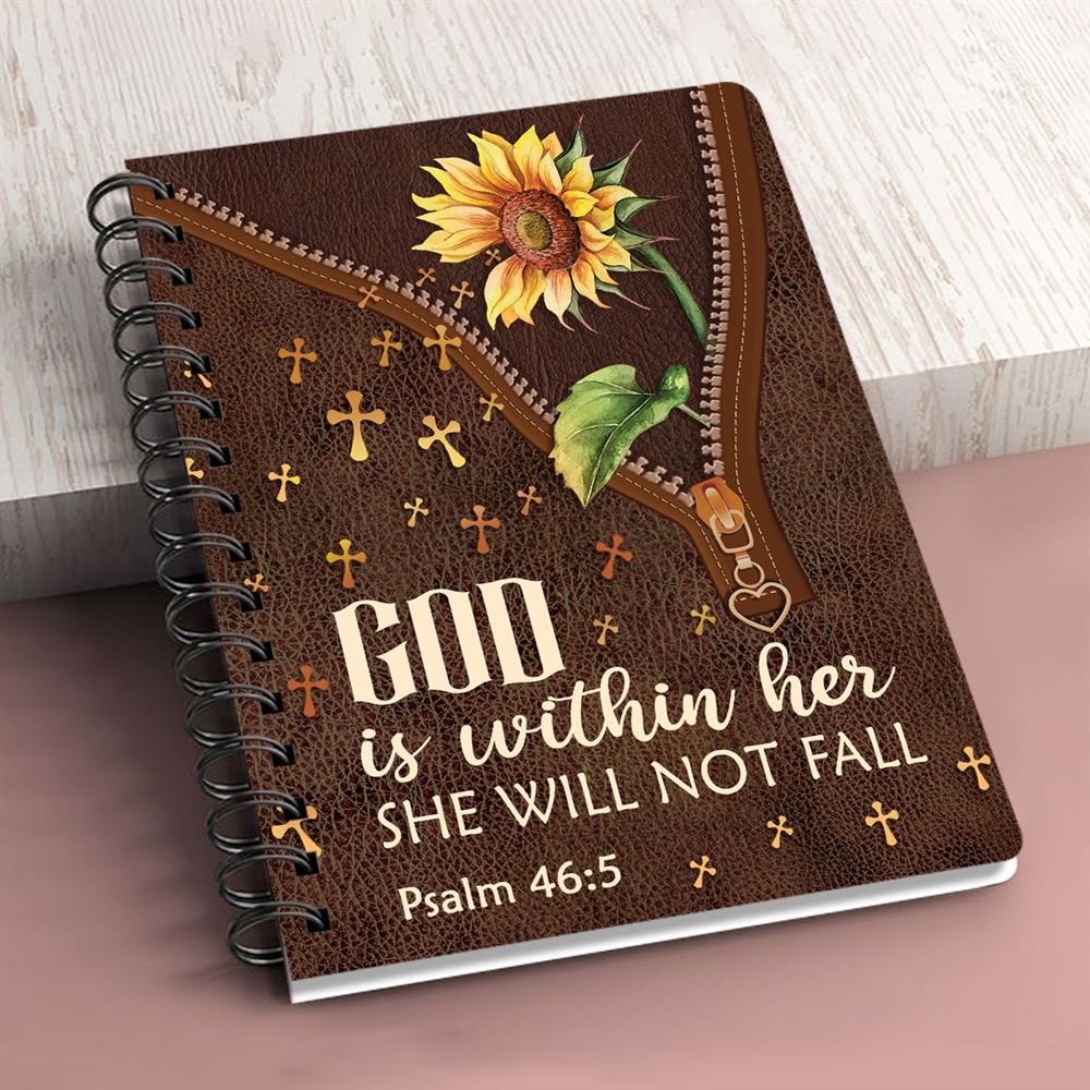 She Will Not Fall Personalized Spiral Journal, Inspiration Gifts For Christian People