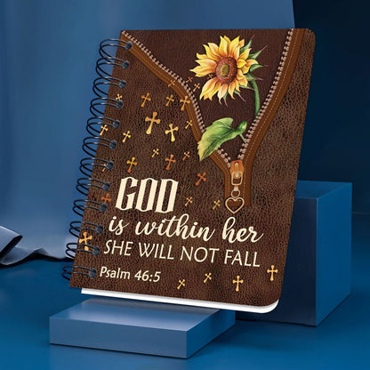 She Will Not Fall Personalized Spiral Journal, Inspiration Gifts For Christian People