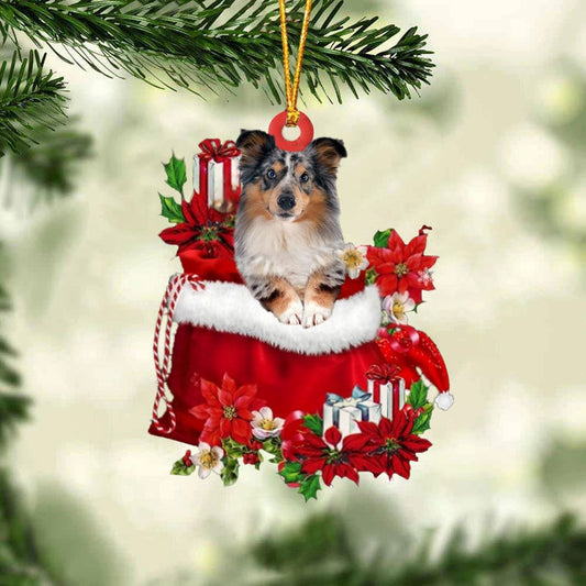 Shetland Sheepdog In Gift Bag Christmas Ornaments, Christmas Gift, Christmas Tree Decorations, Christmas Ornament 2023