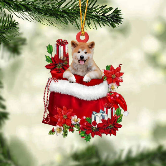 Shiba Inu In Gift Bag Christmas Ornament, Christmas Gift, Christmas Tree Decorations, Christmas Ornament 2023