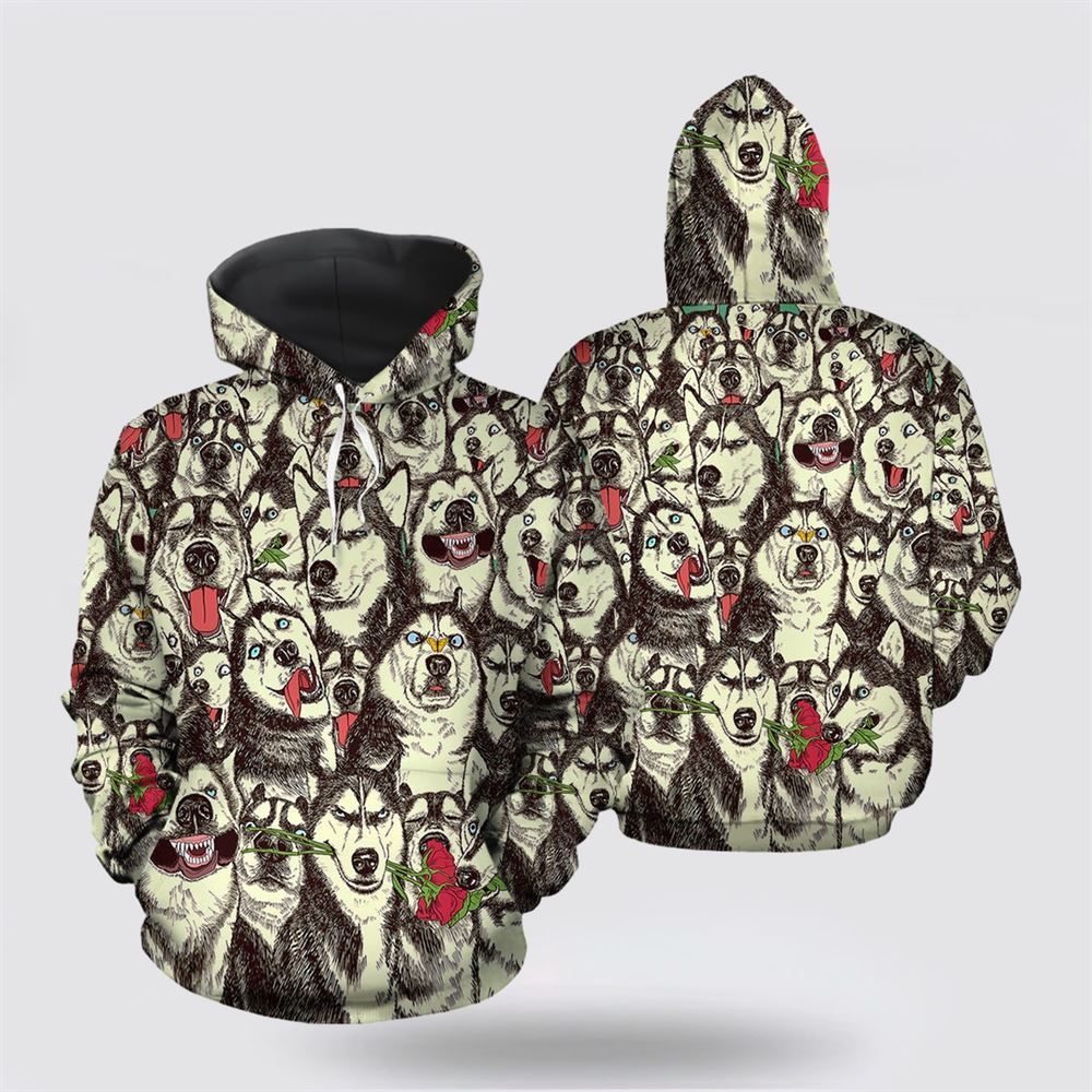 Siberian Husky Funny All Over Print 3D Hoodie For Men & Women, Christmas Dog Hoodie, Christmas Hoodie Cute, Christmas Gift