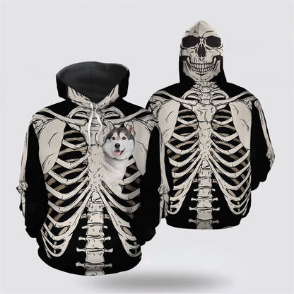 Siberian Husky Skeleton All Over Print 3D Hoodie For Men & Women, Christmas Dog Hoodie, Christmas Hoodie Cute, Christmas Gift