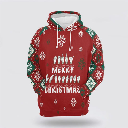 Sign Language Merry Christmas All Over Print 3D Hoodie For Men & Women, Christmas Dog Hoodie, Christmas Hoodie Cute, Christmas Gift