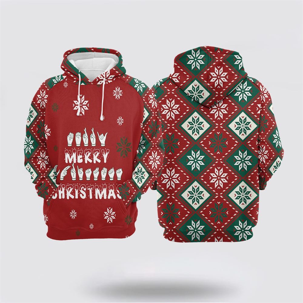 Sign Language Merry Christmas All Over Print 3D Hoodie For Men & Women, Christmas Dog Hoodie, Christmas Hoodie Cute, Christmas Gift