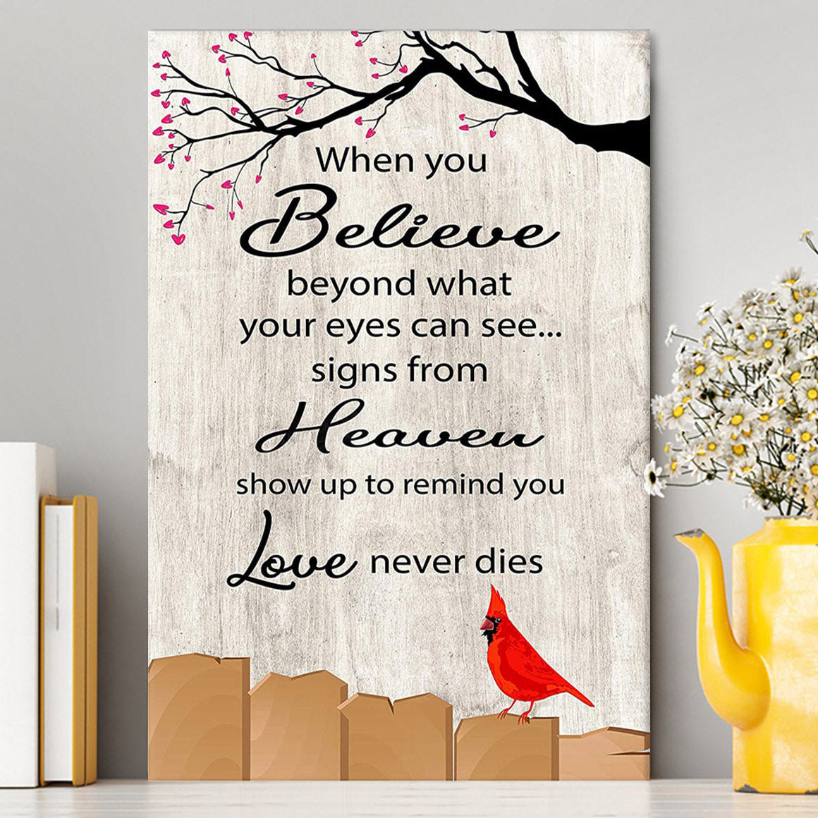 Signs From Heaven Remind You Love Never Dies Canvas Wall Art - Christian Canvas Wall Art Decor