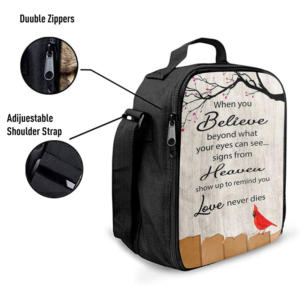 Signs From Heaven Remind You Love Never Dies Lunch Bag, Bible Verse Lunch Bag For Men And Women