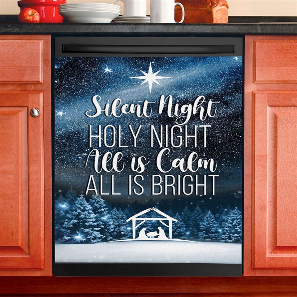 Silent Night Holy Night Starry Night Dishwasher Cover, Bible Verse Dishwasher Wrap, Scripture Kitchen Decoration