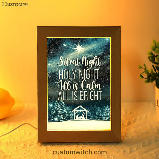 Silent Night Holy Night Starry Night Frame Lamp Prints - Bible Verse Decor - Scripture Art
