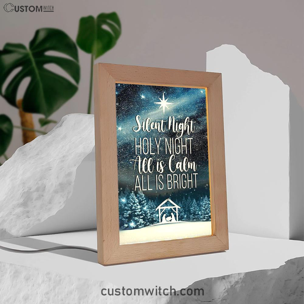 Silent Night Holy Night Starry Night Frame Lamp Prints - Bible Verse Decor - Scripture Art