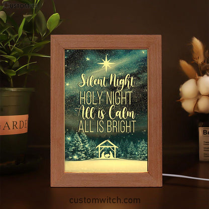Silent Night Holy Night Starry Night Frame Lamp Prints - Bible Verse Decor - Scripture Art