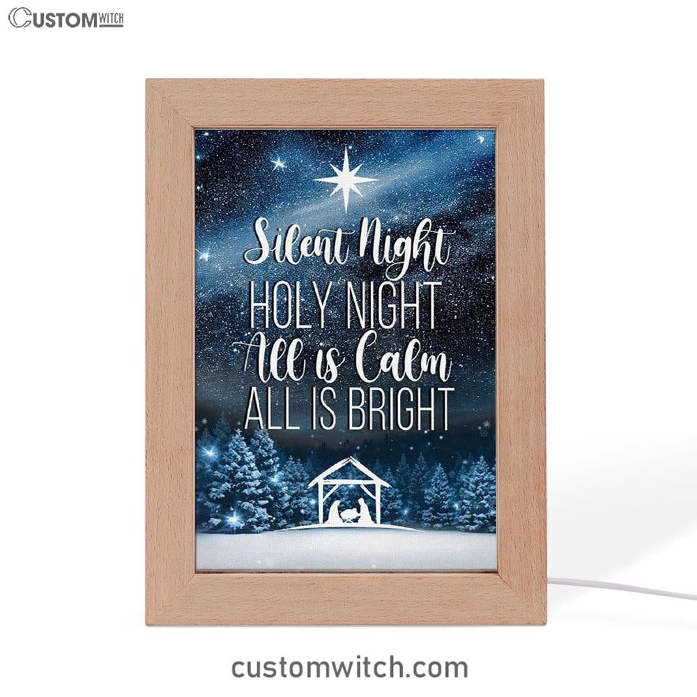 Silent Night Holy Night Starry Night Frame Lamp Prints - Bible Verse Decor - Scripture Art