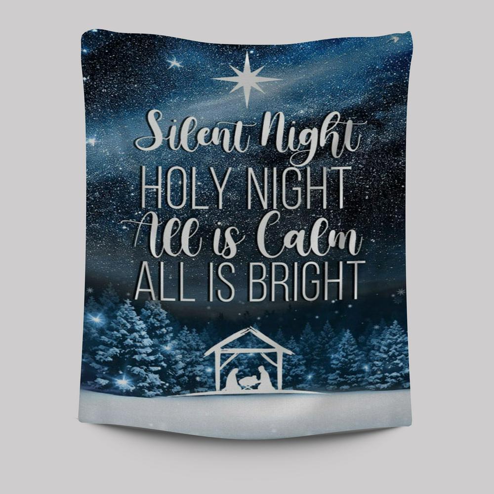 Silent Night Holy Night Starry Night Tapestry Prints - Bible Verse Wall Decor - Scripture Wall Art