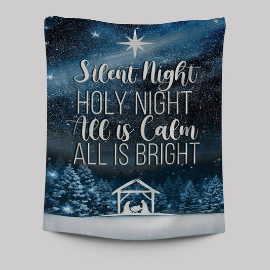 Silent Night Holy Night Starry Night Tapestry Prints - Bible Verse Wall Decor - Scripture Wall Art