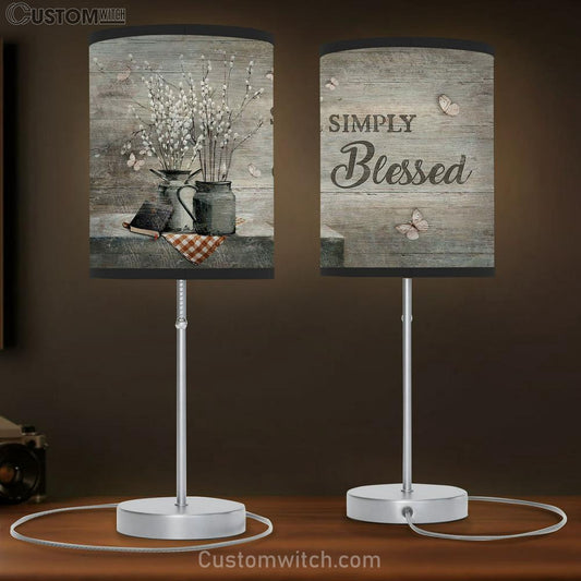 Simply Blessed Baby Flower Vase Bible White Butterfly Table Lamb Gift - Bible Verse Table Lamb - Religious Bedroom Decor