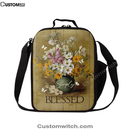 Simply Blessed Beautiful Flower Vase Lunch Bag, Bible Verse Lunch Bag For Men And Women