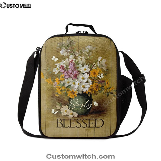 Simply Blessed Beautiful Flower Vase Lunch Bag, Bible Verse Lunch Bag For Men And Women