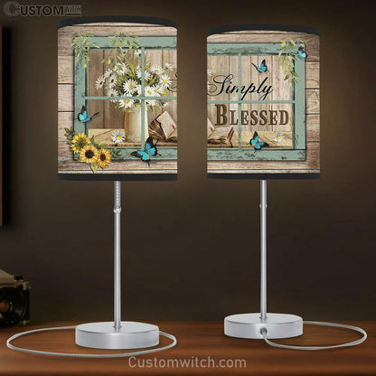 Simply Blessed Bible Book Daisy Flowers Sunflower Table Lamb Gift - Bible Verse Table Lamb - Religious Bedroom Decor