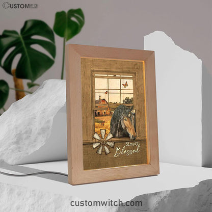 Simply Blessed Black Horse Windmill - Frame Lamp Art - Bible Verse Wooden Lamp - Inspirational Art - Christian Home Decor