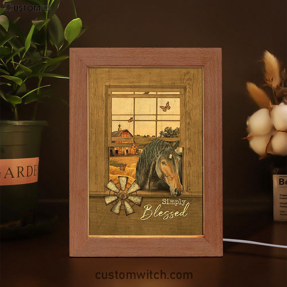 Simply Blessed Black Horse Windmill - Frame Lamp Art - Bible Verse Wooden Lamp - Inspirational Art - Christian Home Decor