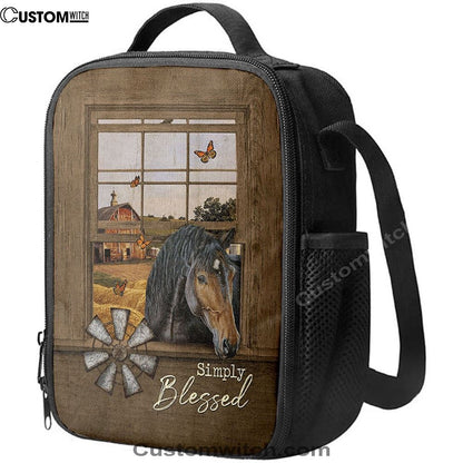 Simply Blessed Black Horse Windmill - Lunch Bag, Bible Verse Lunch Bag For Men And Women