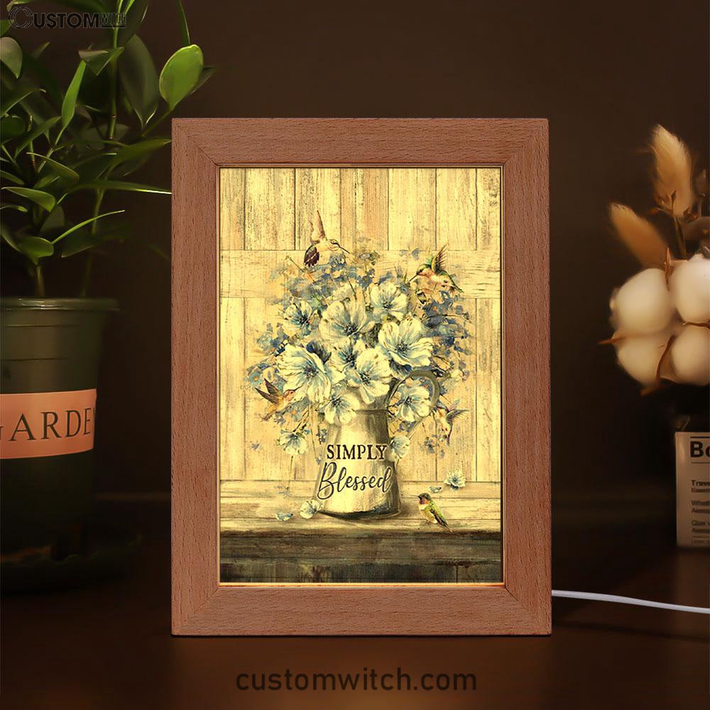 Simply Blessed Blue Daisy Flower Frame Lamp Art - Bible Verse Wooden Lamp - Inspirational Art - Christian Home Decor