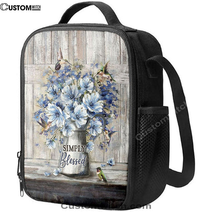 Simply Blessed Blue Daisy Flower Lunch Bag, Bible Verse Lunch Bag For Men And Women