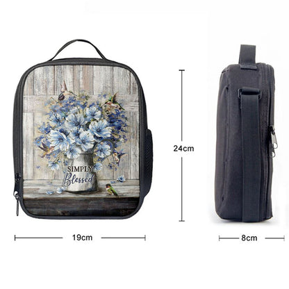 Simply Blessed Blue Daisy Flower Lunch Bag, Bible Verse Lunch Bag For Men And Women