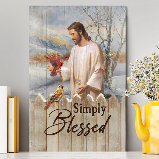 Simply Blessed Cardinal Canvas Print - Inspirational Canvas Art - Christian Wall Art Home Decor