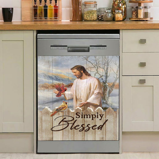 Simply Blessed Cardinal Dishwasher Cover, Inspirational Dishwasher Wrap, Christian Kitchen Decoration