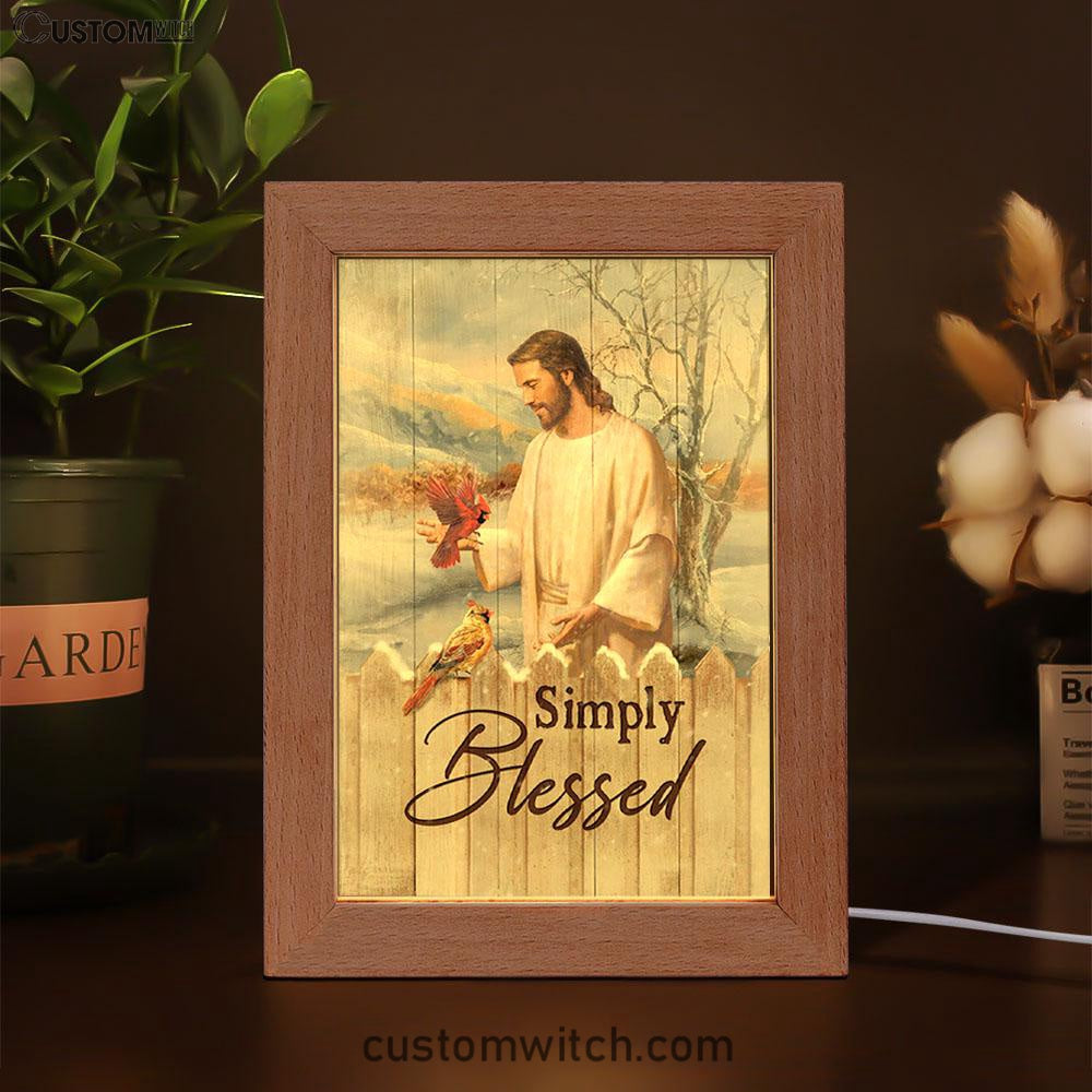 Simply Blessed Cardinal Frame Lamp Print - Inspirational Frame Lamp Art - Christian Art Home Decor