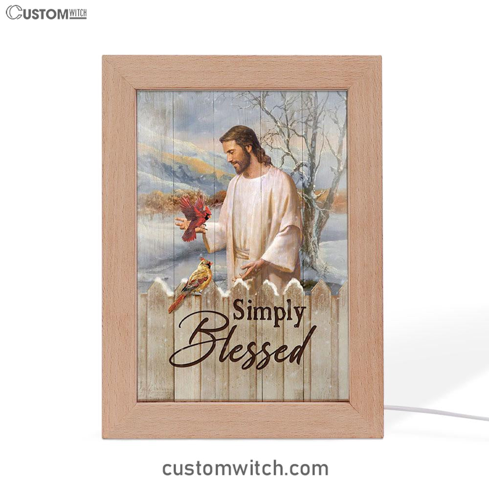 Simply Blessed Cardinal Frame Lamp Print - Inspirational Frame Lamp Art - Christian Art Home Decor