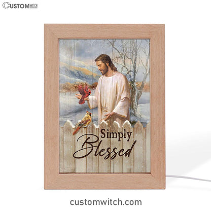 Simply Blessed Cardinal Frame Lamp Print - Inspirational Frame Lamp Art - Christian Art Home Decor