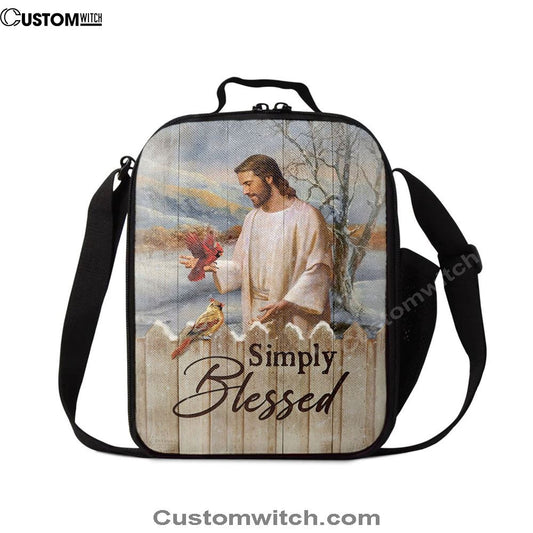 Simply Blessed Cardinal Lunch Bag, Bible Verse Lunch Bag For Men And Women