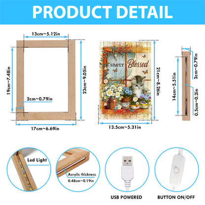 Simply Blessed Cat Butterfly Frame Lamp Print - Inspirational Frame Lamp Art - Christian Art Home Decor