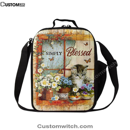 Simply Blessed Cat Butterfly Lunch Bag, Bible Verse Lunch Bag For Men And Women