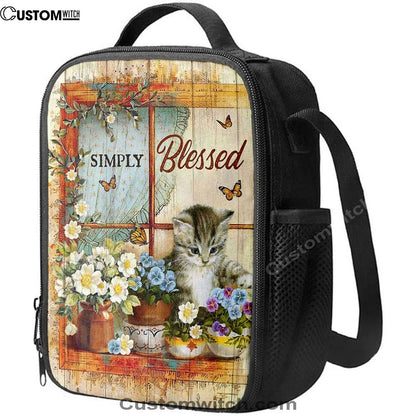 Simply Blessed Cat Butterfly Lunch Bag, Bible Verse Lunch Bag For Men And Women