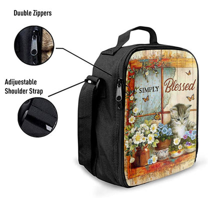 Simply Blessed Cat Butterfly Lunch Bag, Bible Verse Lunch Bag For Men And Women