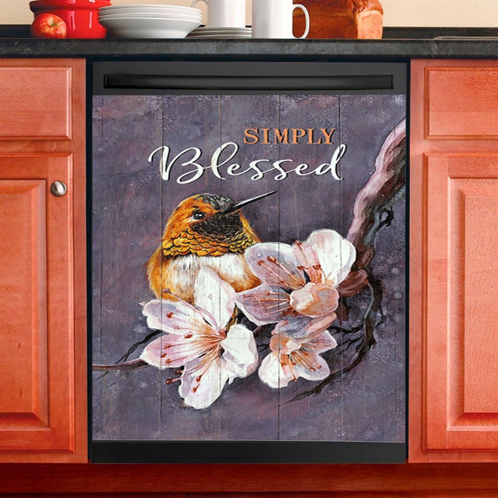 Simply Blessed Dream Horse Red Cardinal Dishwasher Cover, Inspirational Dishwasher Wrap, Christian Kitchen Decoration