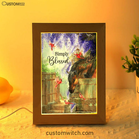 Simply Blessed Dream Horse Red Cardinal Frame Lamp Print - Inspirational Frame Lamp Art - Christian Art Home Decor